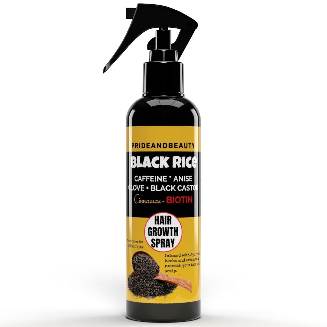 Black Rice Water Hair Growth Spray with Biotin - Rice water HAir spray for Thinning Hair and Hair Loss, All Hair Types, Men and Women