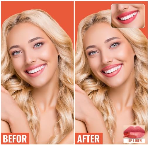 2pcs Lip Stain Peel Off - Lip Liner Stain Long Lasting Waterproof,2-in-1 Lip Liner with Tweezer Nude Matte,Non-Stick Cup,Highly Pigmented,Natural Finish,Stay On All Day,Perfect for Gift (Nude+Rose)