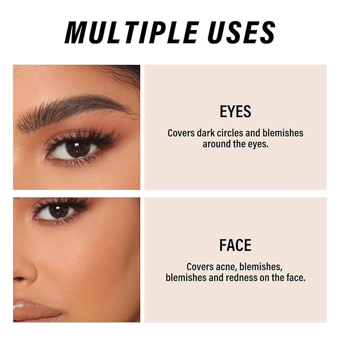 2pcs Liquid Concealer Set with Brush,Full Cover,Concealer Wand with Matte Finish,Corrects,Covers,Long Wear Up to 24hr