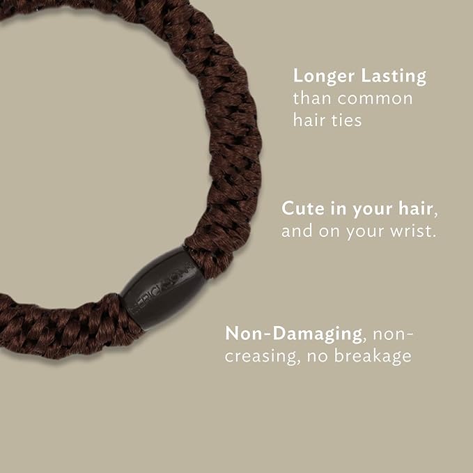 L. Erickson Grab & Go Ponytail Holders, Berry, Set of Eight - Exceptionally Secure with Gentle Hold