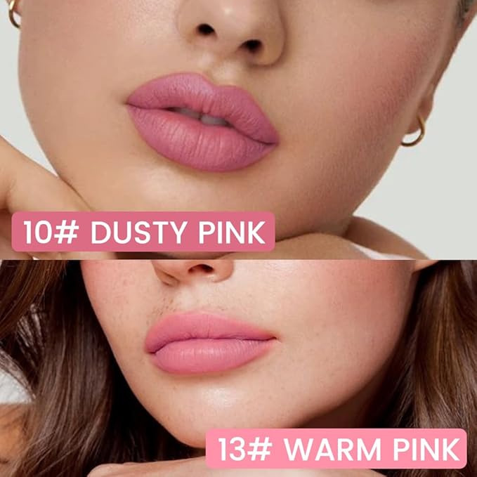 2Pcs Longwear Liquid Lip Liner Stain Marker Pen Set Long Lasting Waterproof, Dusty Warm Pink Matte Semi Permanent 24 Hour Lip Liner and Lipstick Combo, Color Stay Lipliner All Day, Lips Stain peel off