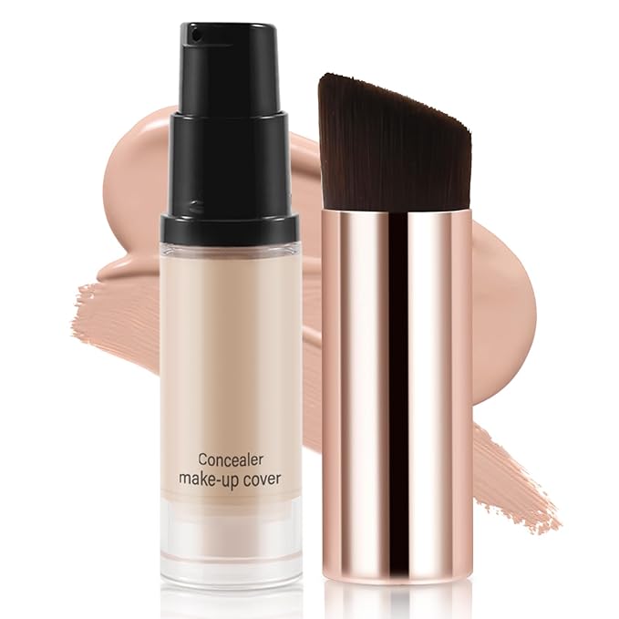 2pcs Liquid Concealer Set with Brush,Full Cover,Concealer Wand with Matte Finish,Corrects,Covers,Long Wear Up to 24hr