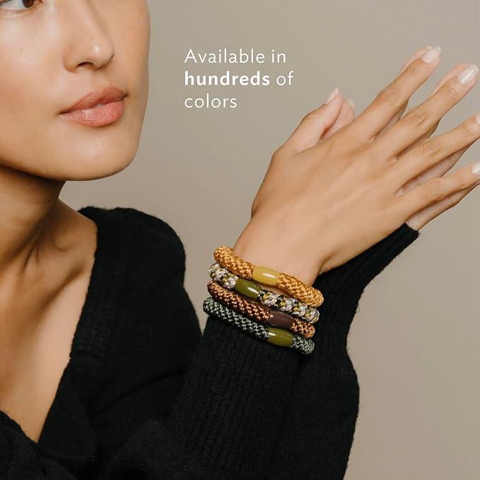 L. Erickson Grab & Go Pony - Metallic Silver - 8 Pack Ponytail Holder Hair Ties