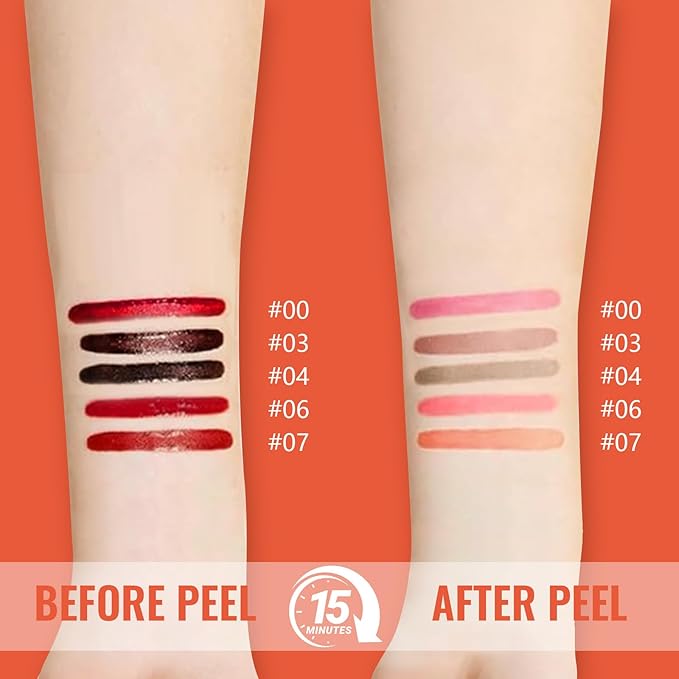 2pcs Lip Stain Peel Off - Lip Liner Stain Long Lasting Waterproof,2-in-1 Lip Liner with Tweezer Nude Matte,Non-Stick Cup,Highly Pigmented,Natural Finish,Stay On All Day,Perfect for Gift (Nude+Rose)