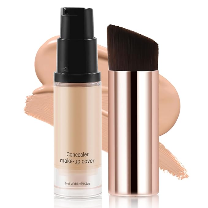 2pcs Liquid Concealer Set with Brush,Full Cover,Concealer Wand with Matte Finish,Corrects,Covers,Long Wear Up to 24hr