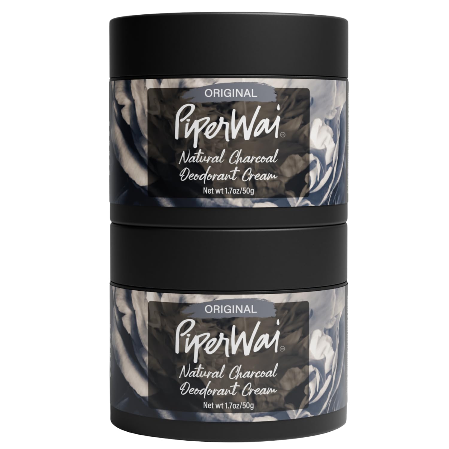 PiperWai Natural Deodorant Cream for Women & Men | Aluminum Free with Activated Charcoal & Magnesium | Vegan Shark Tank Product | 2 oz Scented Jar 2-Pack