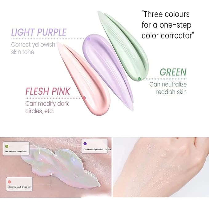 2Pcs Pore Primer,Skin Tone Correcting Facial Serum,One Step Face Makeup Primer,Isolation Cream Invisible Pore,Cover Acne Marks,Oil Control Moisturizing Essence Concealer Foundation