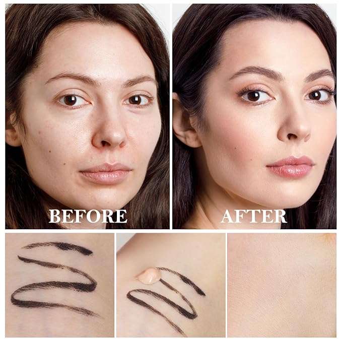 2pcs Liquid Concealer Set with Brush,Full Cover,Concealer Wand with Matte Finish,Corrects,Covers,Long Wear Up to 24hr