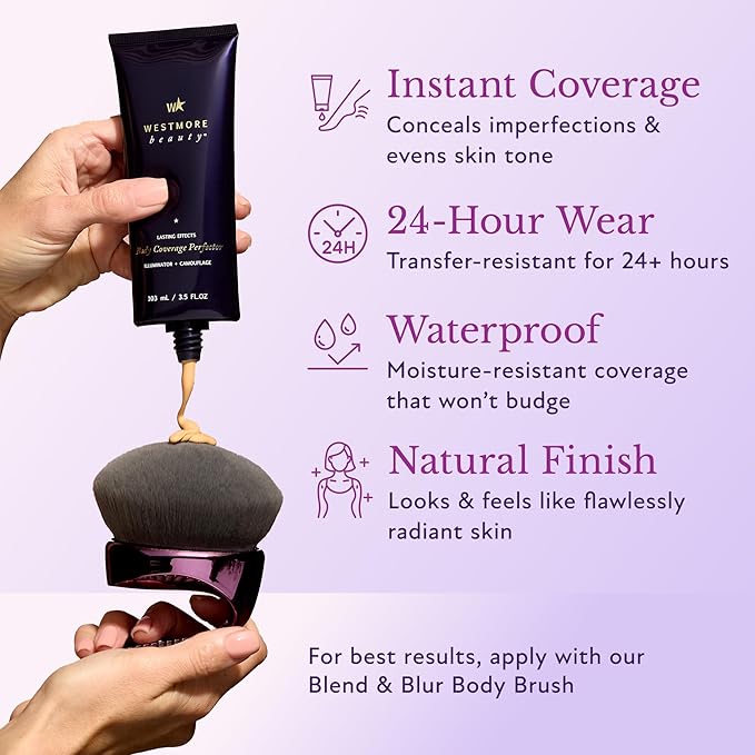 Westmore Beauty Body Coverage Perfector – Waterproof Leg & Body Makeup - Tattoo Cover Up Makeup - 7 Oz (Bronze Radiance)