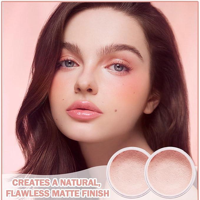 2PCS Pink Setting Powder Loose Face Powder Matte