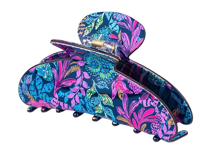 Lilly Pulitzer Colorful Claw Jaw Clip for Fine, Thick, Curly or Straight Hair - Medium Hair Clip for Women, Calypso Coast