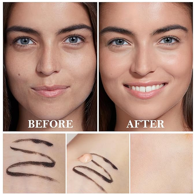 2pcs Liquid Concealer Set with Brush,Full Cover,Concealer Wand with Matte Finish,Corrects,Covers,Long Wear Up to 24hr