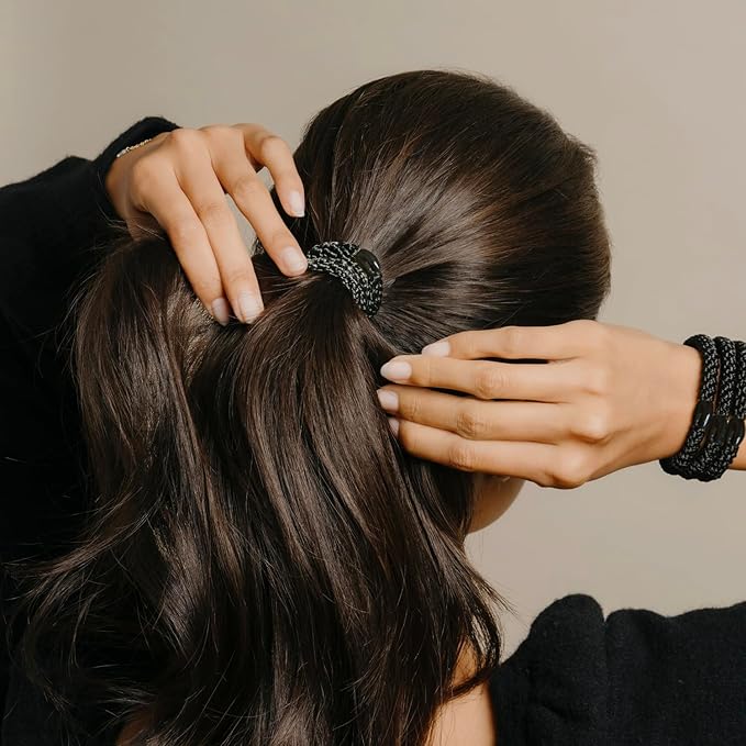 L. Erickson Grab & Go Pony - Monkey Business - 8 Pack Ponytail Holder Hair Ties - Orange Neon Mix 90s