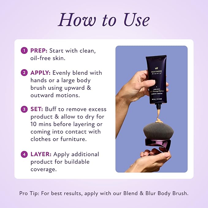 Westmore Beauty Body Coverage Perfector – Waterproof Leg & Body Makeup - Tattoo Cover Up Makeup - 7 Oz (Bronze Radiance)