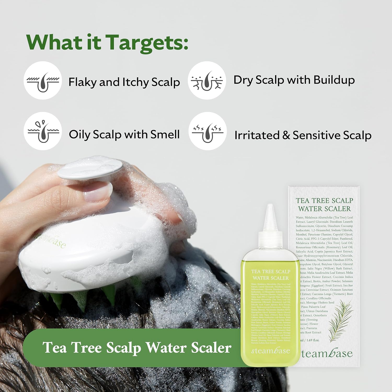 Tea Tree Scalp Water Scaler | Exfoliator for Itchy Dry Flaky Scalp, Buildup Remover, Treatment for Excess Sebum Oily Greasy Hair | Korean Hair Care Products, Refill 16.9 fl oz
