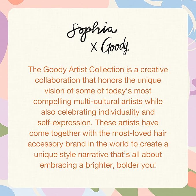 Goody X Sophia Yeshi Ouchless Hair Ties, Seamless Elastic Bands, Secure & Damage Free Hold, No Snag or Pull, Gentle Styling Accessories for Women & Men, All Hair Types, Bold Prints & Colors - 15 Ct