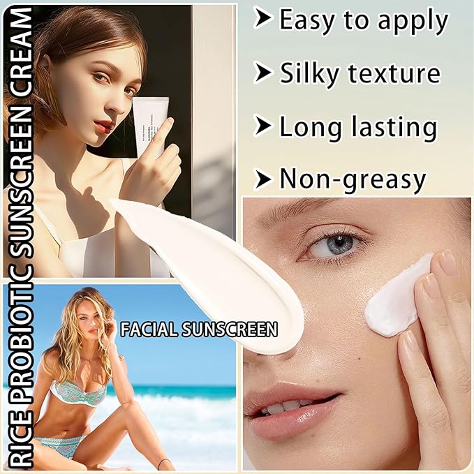 2PCS Korean Face Rice Sunscreen SPF 50+ PA++++,Moisturizing Facial Sunscreen Korean UV Defense and Skin Care for All Skin Types,Non-Greasy Korean Sunscreen Sun Screen Rice for Face and Body