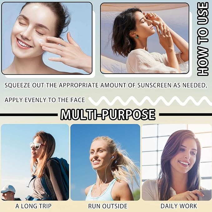 2PCS Korean Face Rice Sunscreen SPF 50+ PA++++,Moisturizing Facial Sunscreen Korean UV Defense and Skin Care for All Skin Types,Non-Greasy Korean Sunscreen Sun Screen Rice for Face and Body