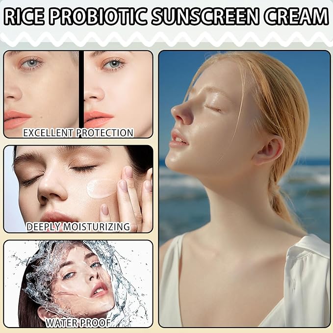 2PCS Korean Face Rice Sunscreen SPF 50+ PA++++,Moisturizing Facial Sunscreen Korean UV Defense and Skin Care for All Skin Types,Non-Greasy Korean Sunscreen Sun Screen Rice for Face and Body