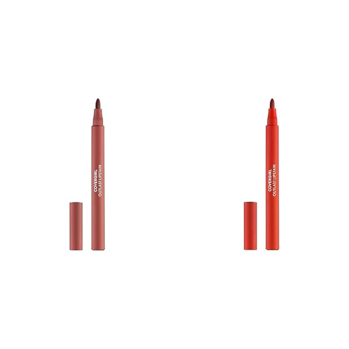 COVERGIRL Outlast Lipstain Bundle - Natural Blush 65 and Tangelo 25 Shades, Vegan Formula
