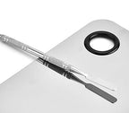 Professional Pro Stainless Steel Makeup Palette Cosmetic Palette with Spatula Tool Makeup Art Tool For Nail Art Eye Shadow Eyelash Makeup Professional Pigment Blending（6 x 4 Inch Sliver）