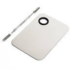 Onwon Stainless Steel Professional Pro Lady Cosmetic Makeup Palette Nail Eye Shadow Mixing Makeup Palette with Spatula Tool(150x100MM)