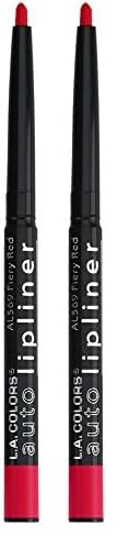 L.A. COLORS Auto Lipliner Pencil, Fiery Red CAL569 (Pack of 2)