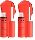 NYX PROFESSIONAL MAKEUP Butter Gloss, Non-Sticky Lip Gloss - Orangesicle (Orange) (Pack of 2)