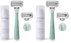 FLAMINGO 5-Blade Razors for Women - 1 Razor Handle + 1oz Foaming Shave Gel + 1 Shower Holder - Sage (Pack of 2)