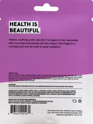 Acure Radically Rejuvenating Under Eye Hydrogel Mask, Provides Anti-Aging Support, & Silk Tree, Purple, Cucumber, 0.236 Fl Oz (Pack of 2)