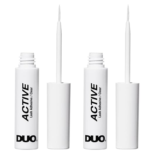 DUO Active Clear Lash Adhesive for Strip Lashes – Long-Lasting, Water-Resistant Eyelash Glue, 0.16 oz, 2 Pack