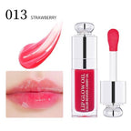 Plumping Lip Oil,Hydrating Gloss Tinted Lip Balm Transparent Lip Care,Big Brush Head Glitter Shine,Long Lasting Nourishing Non-sticky Fresh Textureand Dry Lips Lip Care Products0.2 OZ(013# STRAWBERRY)