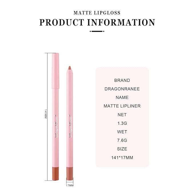 Matte Lip Liner Pencil Set,12 Colors Natural Nude to Dark Waterproof Long Lasting No Fade Soft Pencils Lipstick Makeup Gift Set for Daily Travel Party Work (A)