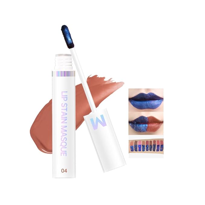 Matte Lip Gloss Peel Off Masque - Peel Off Lip Stain Tattoo, Chestnut Brown Peel Off Lip Tint，Long Lasting Waterproof Transfer-proof Lip Mask Lip Stain Peel Off Lip Gloss,Stay Lip Makeup 04#