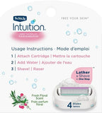 Schick Intuition - Lather & Shave In One Stop - Sweet WaterLily Fresh Floral Scent - Women's Razor Blade Refills - 3 Count Pack of 4 = 12 Cartridges