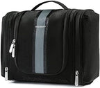 BAGSMART Extra Large Toiletry Bag Hanging Toiletry Bag for Travel, Water-resistant Cosmetic Makeup Travel Bag, Capacity Travel Bag Organizer for Full-size Toiletries, Black-Large