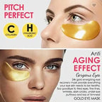 Golden 24K Radiant Under Eye Gel Mask (30 Pairs) Rejuvenating, Hydrating, Moisturizing Therapy for Under Eye Wrinkles, Dark Circles, Puffy Eyes, Refreshing, Revitalizing, Travel