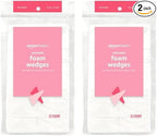 Amazon Basics Cosmetic Rectangular Foam Wedges For Makeup, 32 Count, White (Pack of 2)