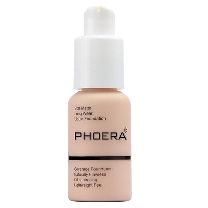 2Pcs Liquid Foundation Full Coverage 24HR Matte Oil Control Concealer 30ml (Nude & Buff Beige) with Kabuki Foundation Brush Flat Top (1pcs-109)