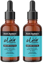 Aunt Jackie's Elixir Essentials Hair & Scalp Oil Enriched with Biotin, Rosemary & Mint, Nourishes, Thickens & Supports Hair Growth, 2 oz (Pack of 2)