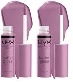 NYX PROFESSIONAL MAKEUP Butter Gloss, Non-Sticky Lip Gloss - Marshmallow (Muted Lilac) (Pack of 2)