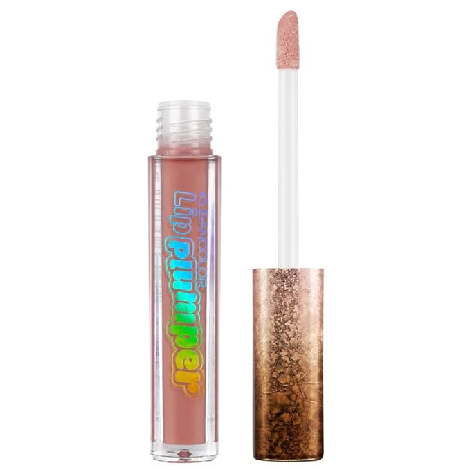 Kleancolor Lip Plumper Gloss - 02 Pale Blush | Hydrating & Plumping Lip Gloss | Rosy Nude | High-Shine Finish | Smooths Fine Lines | Coconut Scent | 0.1 Fl Oz