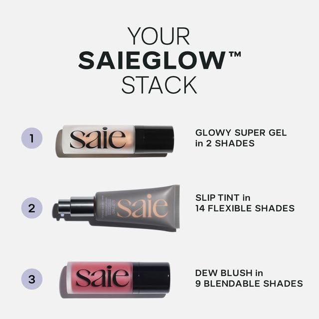 Saie Dew Liquid Blush for Cheeks - Hydrating Cream Blush Stick with a Blendable + Buildable Formula - Skincare Infused Dewy Cheek Tint for a Natural Flush - Glowy Makeup Essential - Spicy (.40 oz)