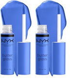 NYX PROFESSIONAL MAKEUP Butter Gloss, Non-Sticky Lip Gloss - Blueberry Tart (Periwinkle Blue) (Pack of 2)
