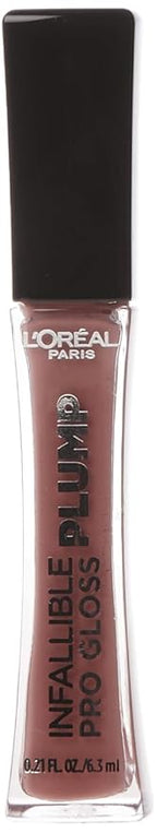 L'Oreal Paris Infallible Pro Gloss Plump Lip Gloss with Hyaluronic Acid, Long Lasting Plumping Shine, Lips Look Instantly Fuller and More Plump, Moonlit Rose, 0.21 fl. oz.