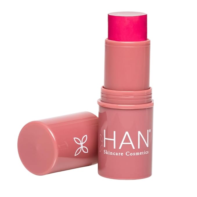 HAN Skincare Cosmetics Vegan, Cruelty-Free, 3-in-1 Multistick for Cheeks, Lips, Eyes, Pink Peony | Large