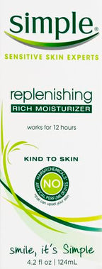 Simple Kind to Skin Face Moisturizer For Sensitive Skin Replenishing Rich 12-Hour Moisturization for All Skin Types 4.2 oz