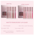6-Color Lip Glaze Set, Matte Cream Lipstick, Pearlescent Glaze