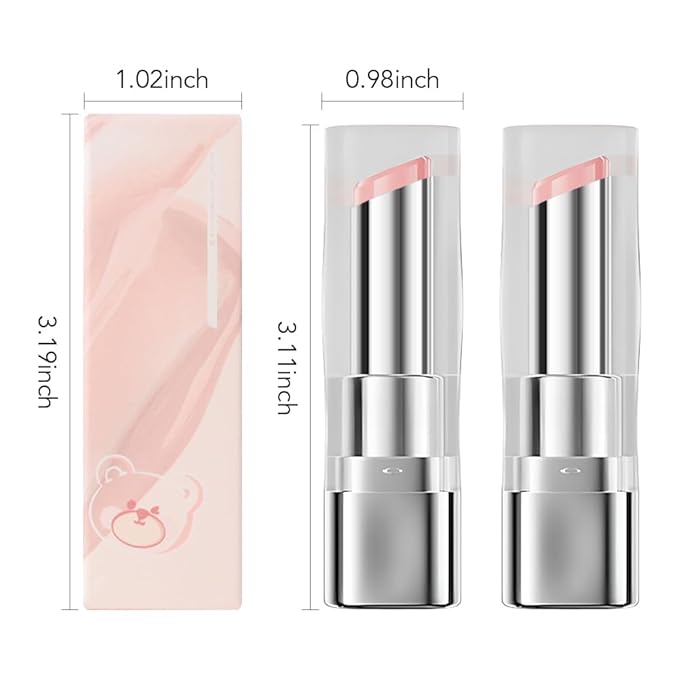 2Pcs Tinted Lip Balm Moisturizing Lipstick – Soft Pale Pink Sheer Hydrating Lip Color for Dry Lips – Nourishing Lip Balm for All Women with a Subtle Natural Scent (S01 & S01)