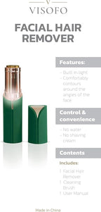 Facial Hair Removal for Women | Electric Razor Device Small Mustache Dermaplaning Remover Tools Tweezers Epilator Trimmer Face Dermaplane Shavers Beauty Gadgets Set Accessories by VISOFO (Emerald)